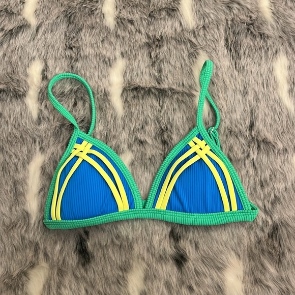 OneOne bikini top size small  triangle green blue yellow - Picture 1 of 4
